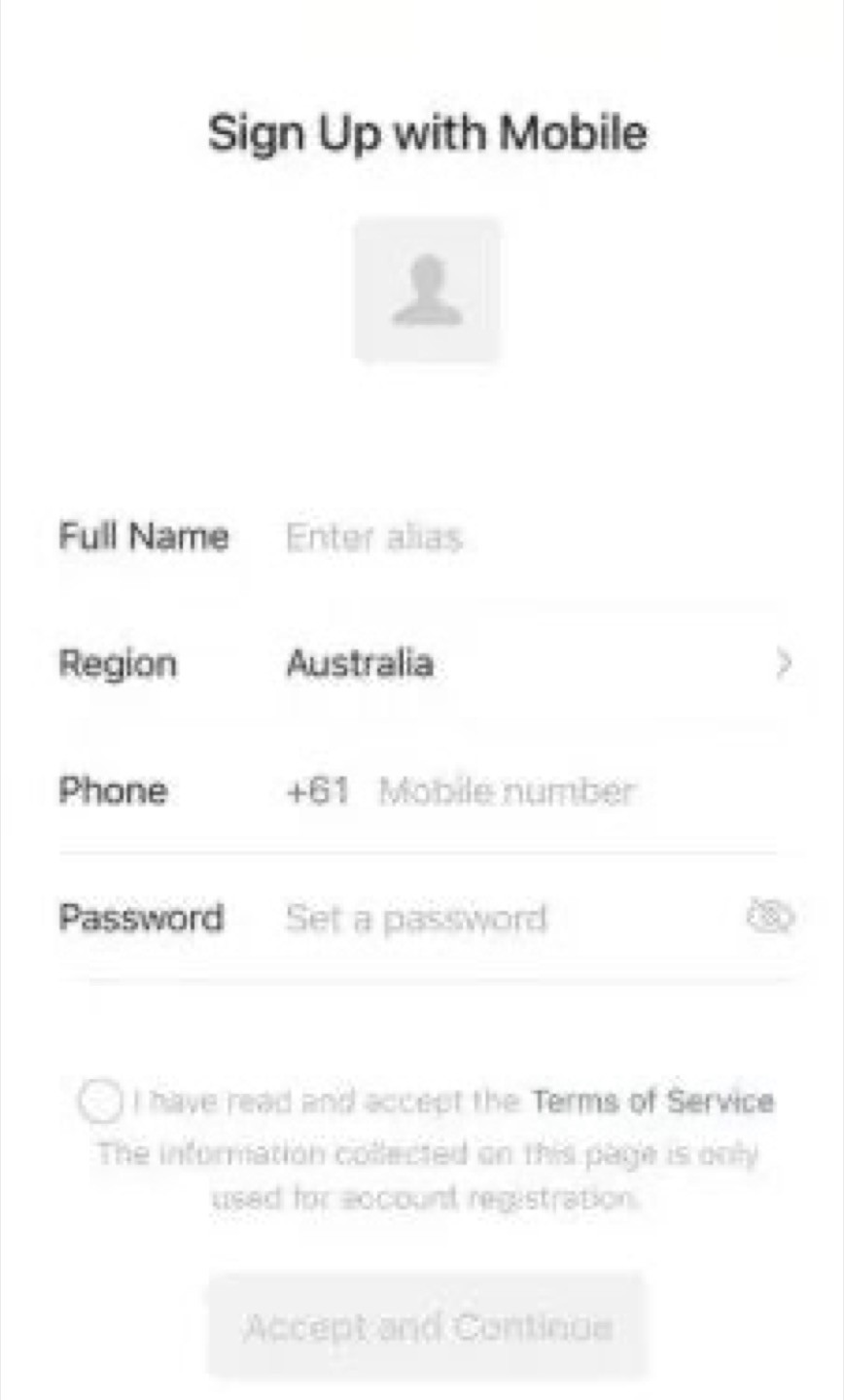 WeChat registration form